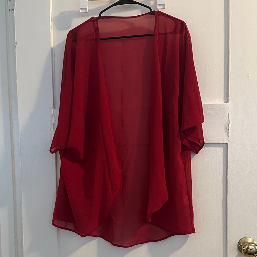 Amazon Women's Sheer Red Kimono Top